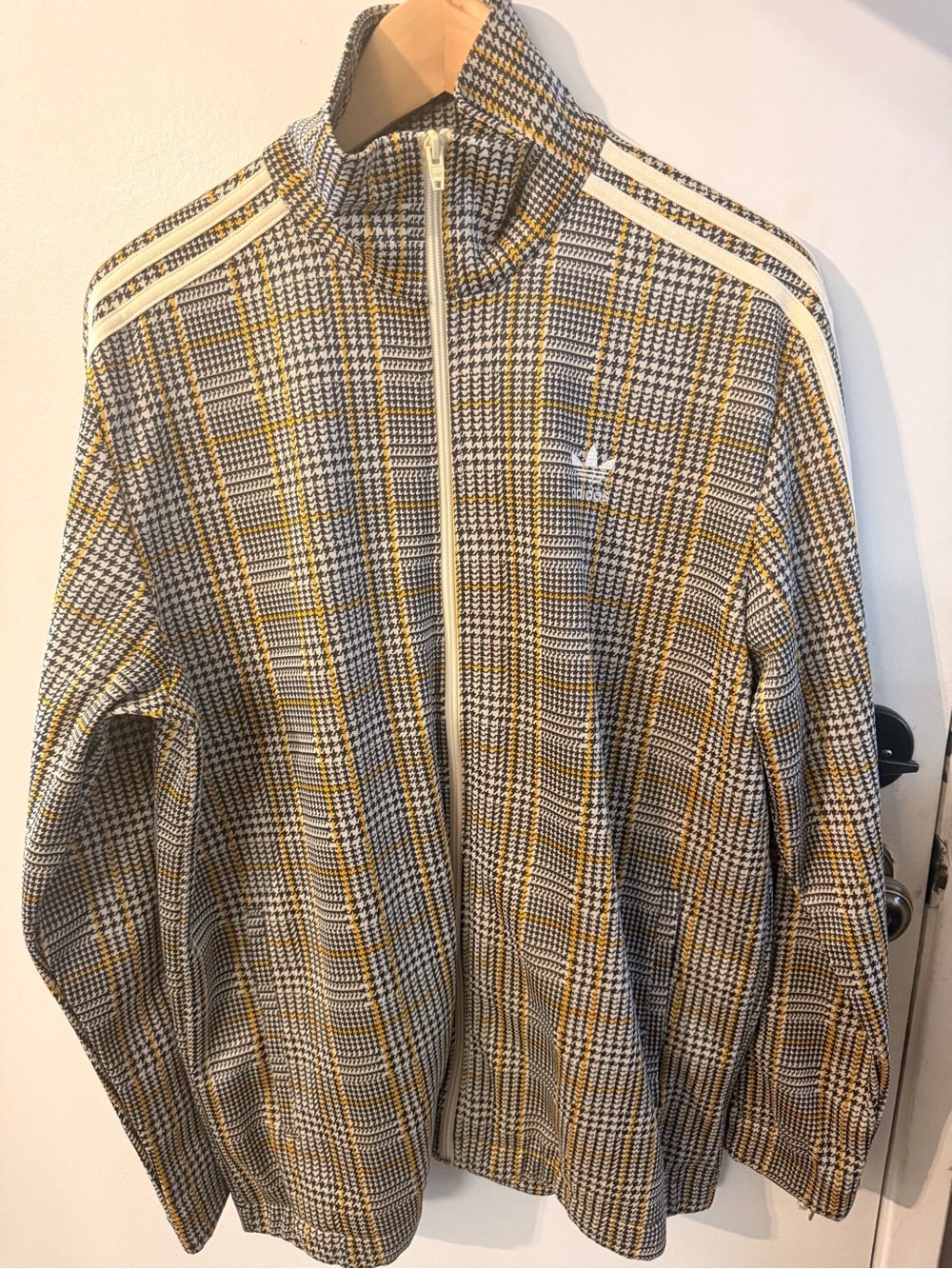 adidas Yellow Black Gray Plaid Track Jacket